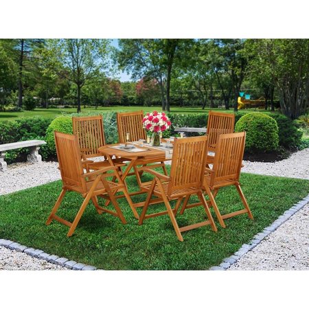 EAST WEST FURNITURE 7 Piece Diboll Acacia Wood Balcony Furniture Set - Natural Oil DICN7NC5N